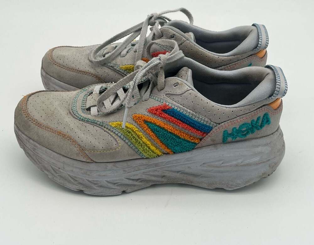 Hoka One One Bondi L Embroidery Arctic Ice Atlantis Men's 8 Women's 9 rainbow